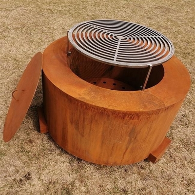 Круглый на открытом воздухе гриль таблицы огня Corten стальной деревянный горящий для располагаясь лагерем варя БАРБЕКЮ