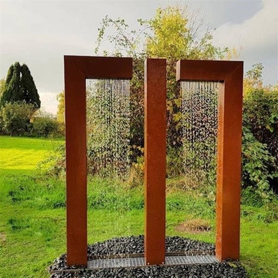Современный двойник l вода сада Corten стальная отличает занавесом дождя