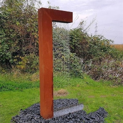 Современный двойник l вода сада Corten стальная отличает занавесом дождя