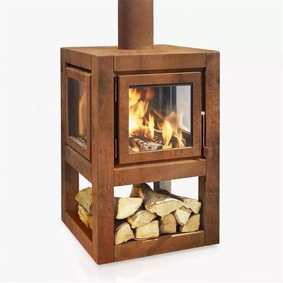 Деревянный горящий на открытом воздухе Freestanding камин металла плиты Corten стальной